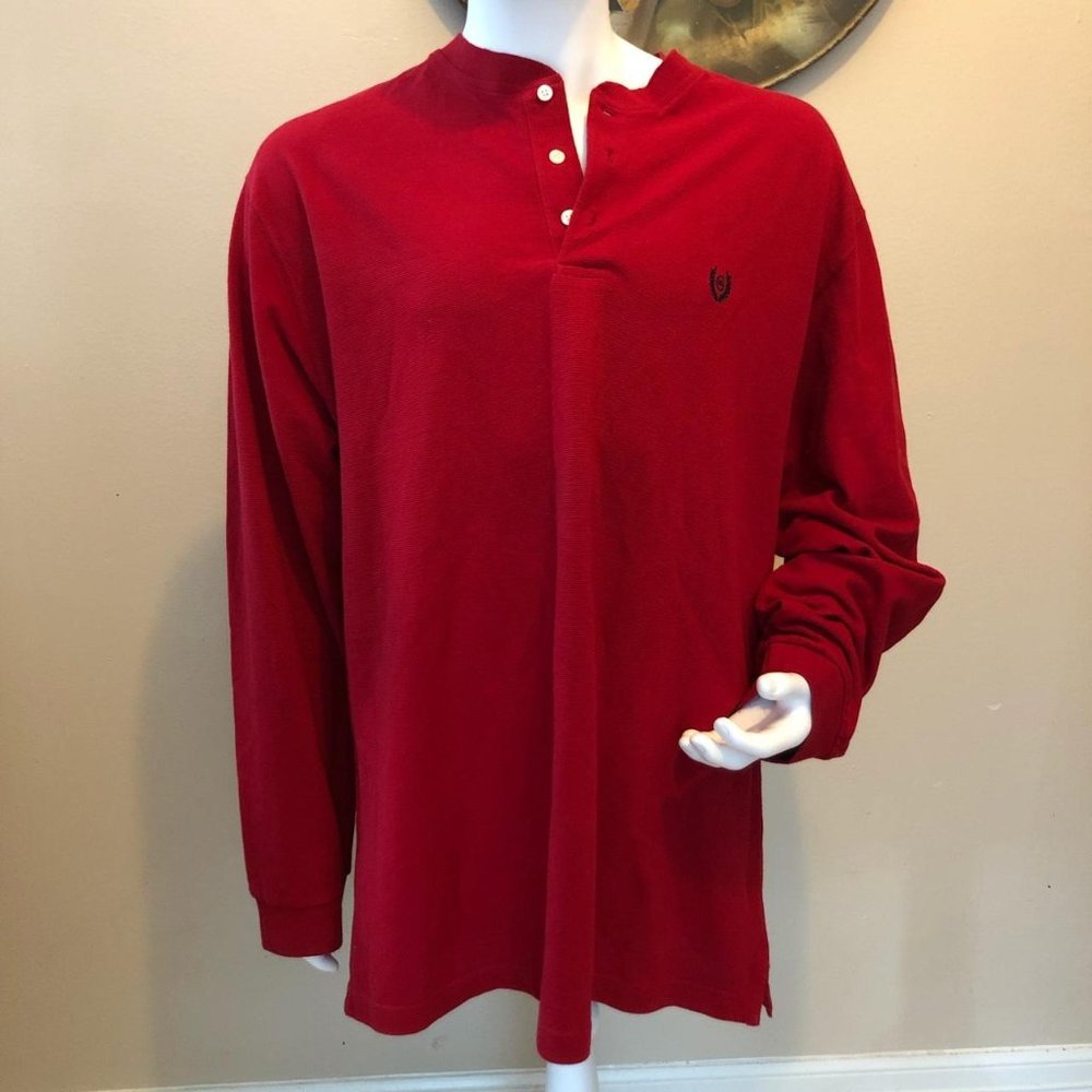 Vintage Red Pull Over Three Button Chaps Calab Si… - image 1